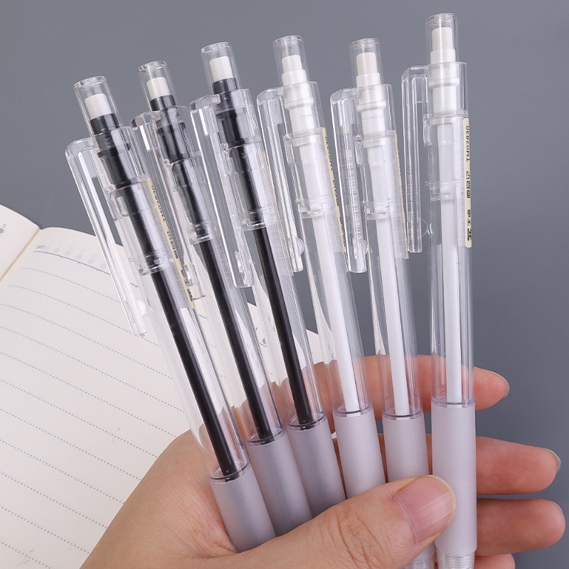 Bút Chì Bấm Mực Đen Ngòi 0.5mm / 0.7mm Bằng Cao Su Mềm Trong Suốt Có Thể Tháo Rời