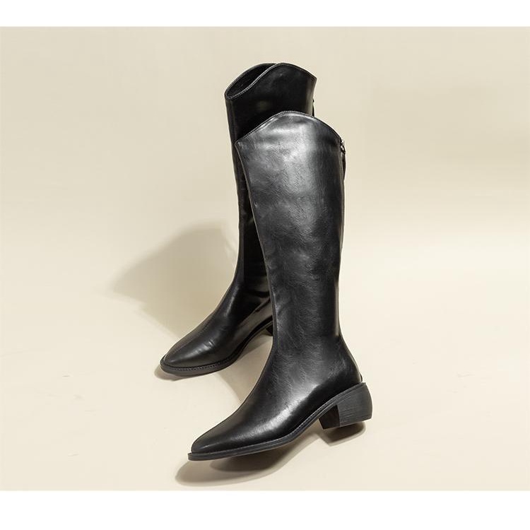 Giày Bốt Cao Bồi Mũi Nhọn Gót Dày Mẫu Mới 2023 Phong Cách Phương Tây Thời Trang Cho Nữ