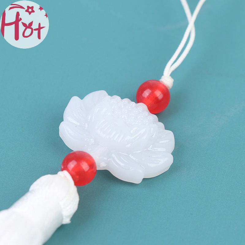 Jr 1 Mặt Dây Chuyền Hình Hoa Sen Đá Ngọc Bích Trắng vn