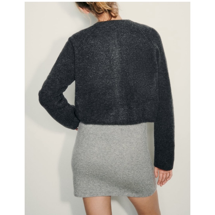 Áo Khoác Dệt Kim Tay Dài Cổ Tròn Thời Trang zara 235536153