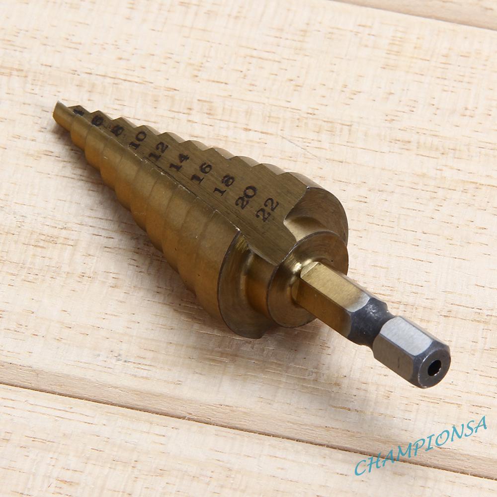 Mũi Khoan Lỗ Hình Nón 4-22mm Bằng Titan Chuyên Dụng Cho Khoan Gỗ / Kim Loại