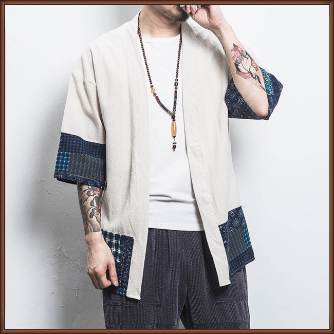 Áo Khoác cardigan cotton linen Tay Lửng Phong Cách Dân Tộc Cho Nam