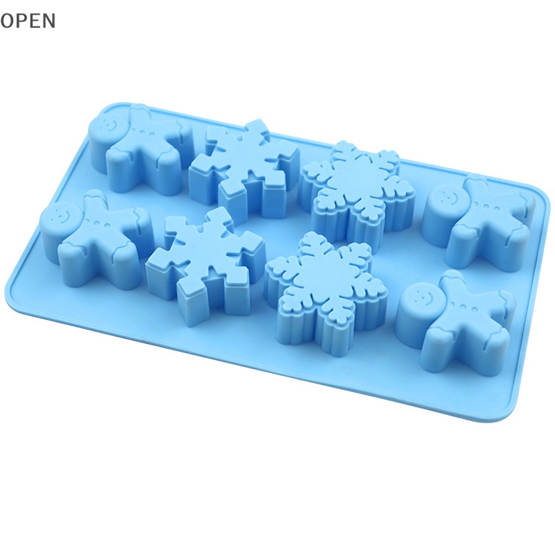 Khuôn Silicon Làm Bánh 8 Ngăn Tạo Hình Hoa Tuyết / Bánh Gừng / Socola Trang Trí Giáng Sinh