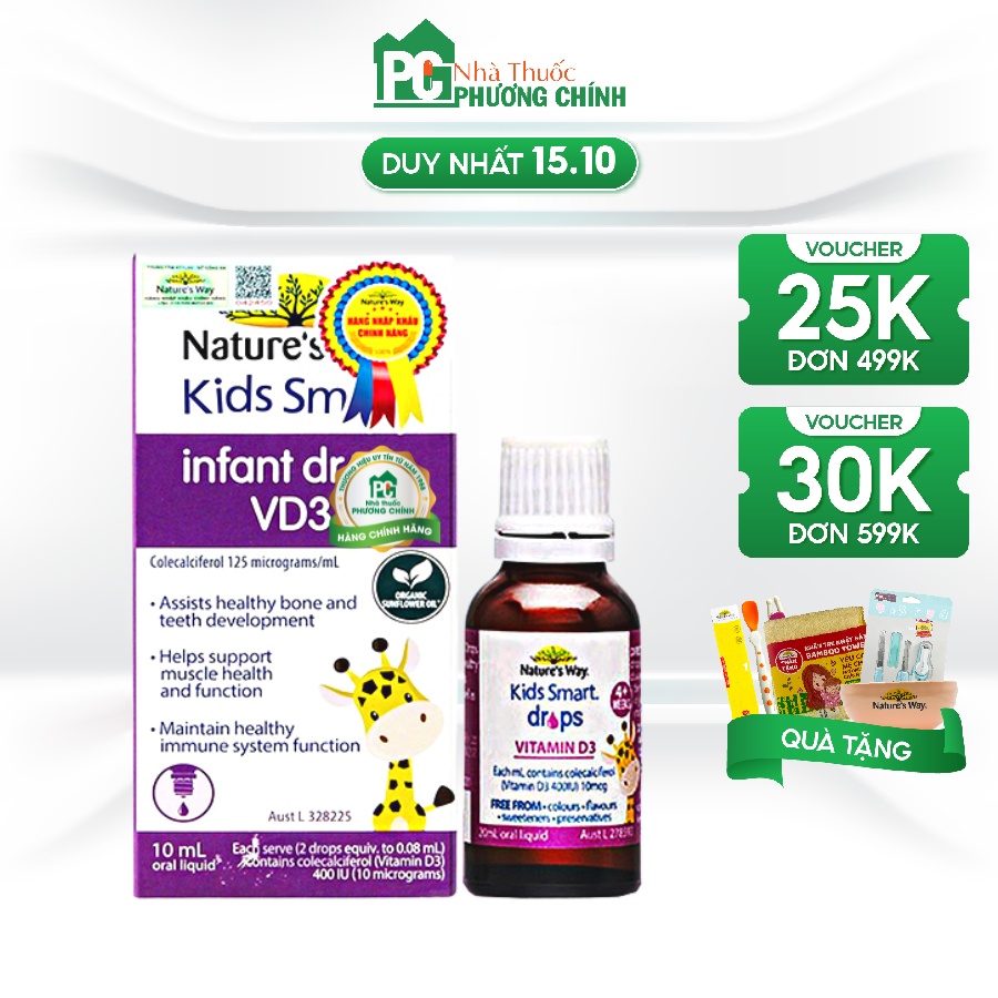 Vitamin D3 Nature's Way Kids Smart Infant Drops VD3 - Bổ Sung Vitamin D3 Tinh Khiết Cho Trẻ Chai 10ml