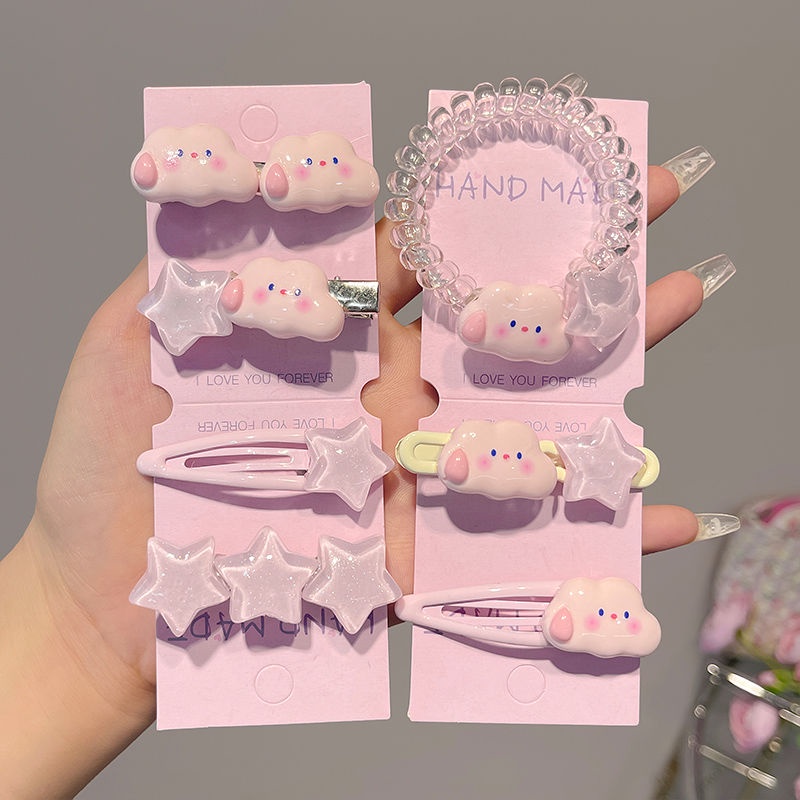 Set 5 Kẹp Tóc Hình Đám Mây / Ngôi Sao / Đám Mây Dễ Thương Xinh Xắn Cho Nữ