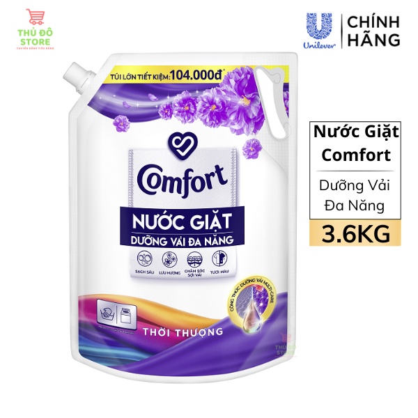 Nước Giặt Comfort Dưỡng Vải Hương Thời Thượng - Túi 3.6Kg Tặng 350G Nước