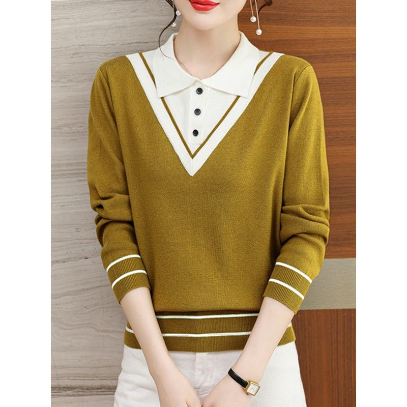 Áo sweater Giả Hai Lớp Dáng Rộng Thời Trang Thu Đông Phong Cách Mới Cho Nữ