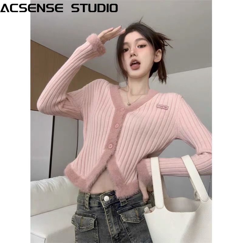 ACSENSE STUDIO Áo Len áo khoác cardigan phổ biến Dễ thương thời trang xu hướng WXF23A0AEK 42Z231016