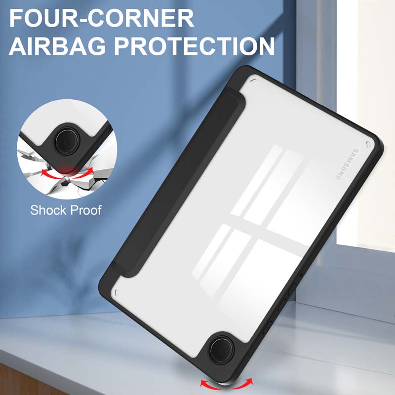 Pu Bao Da Máy Tính Bảng Nắp Lật Trong Suốt Có Ngăn Đựng Bút Cho Samsung Galaxy Tab A9 SM-X115 X110 case taba9 8.7 inch Giá Đỡ cover