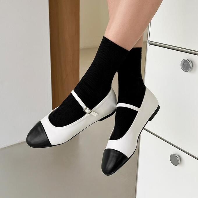 Giày maryjane Đế Bằng Hai Tông Màu   heizle]