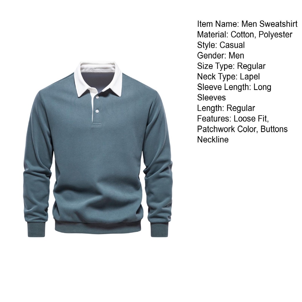 Áo Thun Nỉ Chắp Vá Màu Sắc Phong Cách Mùa Đông Ấm Áp Có Nút Cài Giản Dị Dành Cho Nam Giới