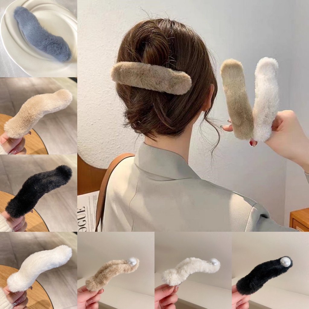 Kẹp Vịt Bông Màu Trơn Phong Cách Hàn Quốc Thời Trang Thu Đông Mới
