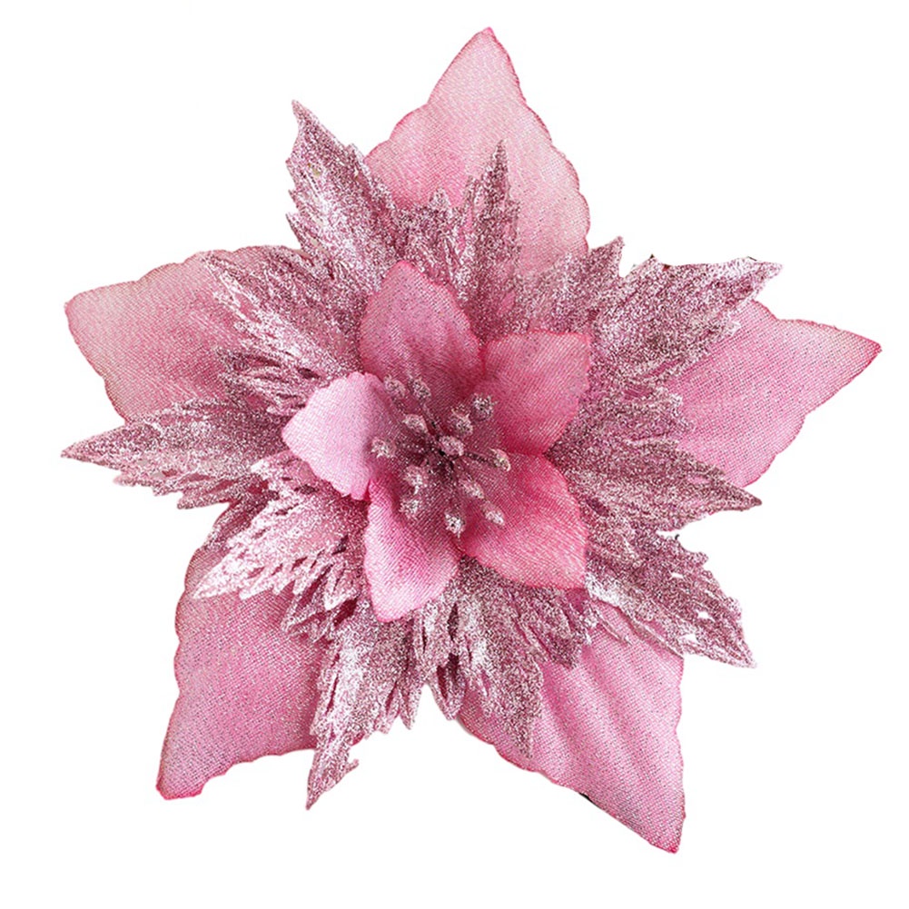 Christmas Flower Hanging Ornaments Artificial Flowers Sparkling Flowers