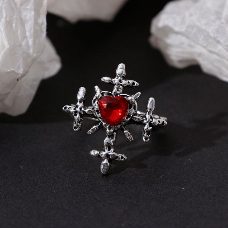 Nhẫn Hở Hình Trái Tim Đính Đá Phong Cách gothic Thời Trang Cho Nữ y2k