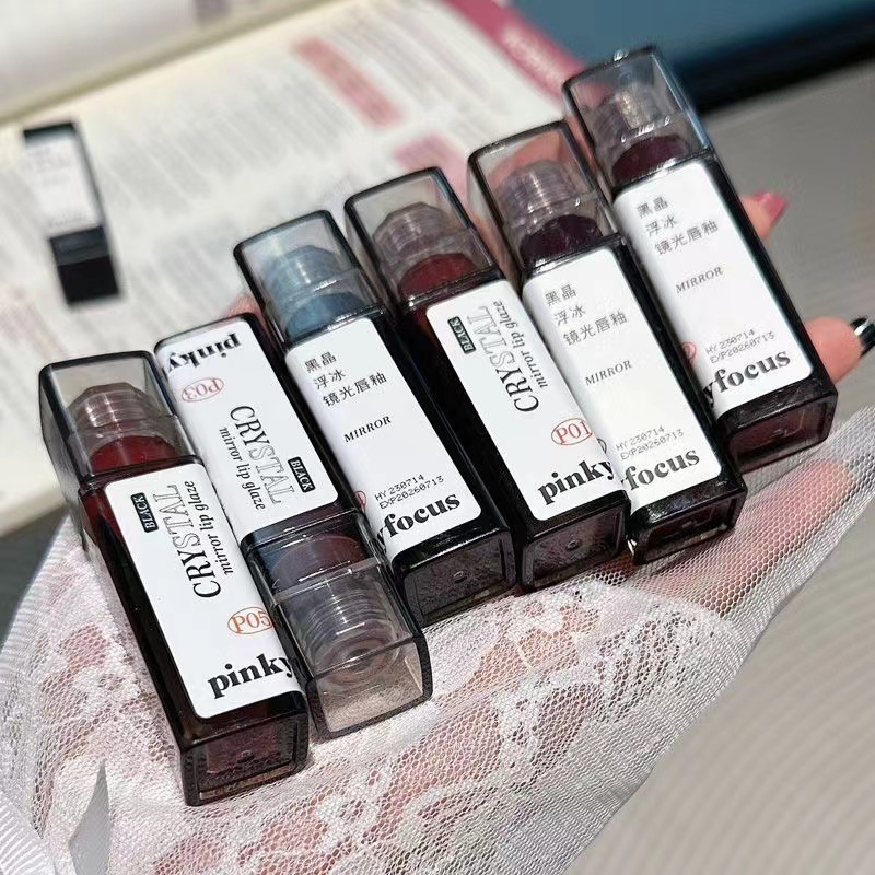 Pinkyfocus Son Bóng Hiệu Ứng Gương Màu nude Tự Nhiên Lâu Trôi Dưỡng Ẩm Không Dễ Phai