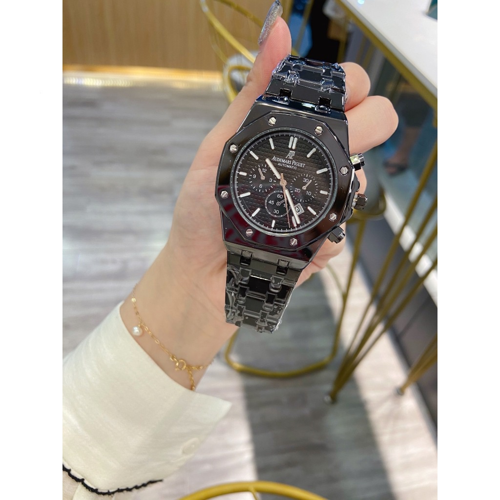 Đồng Hồ quartz Kim Loại Màu Đen / Bạc Thời Trang