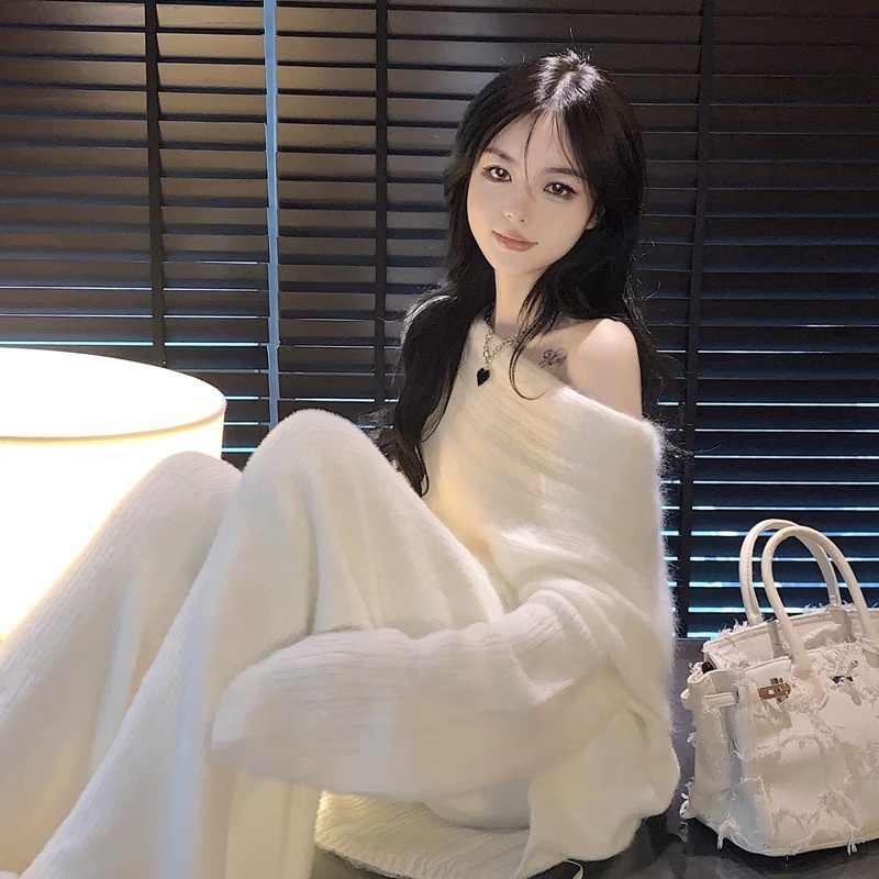 Niche set Áo sweater Phối Quần Ống Rộng Thời Trang Sành Điệu 1892