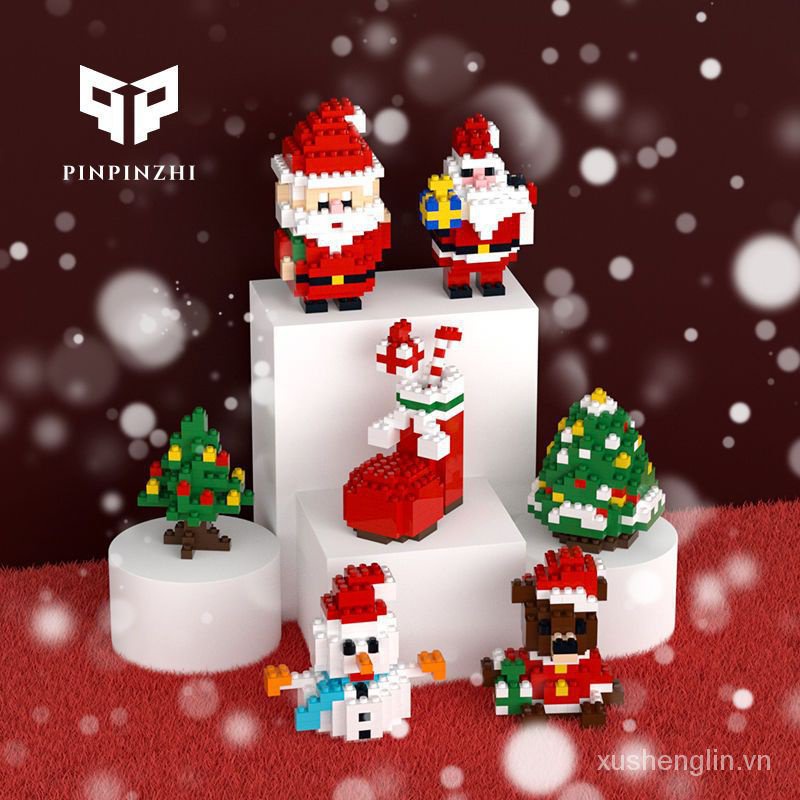 Miniature Small Particles Compatible with Lego Building Blocks Santa Claus Christmas Tree Ornaments Children's Toys Girls' Christmas Gifts