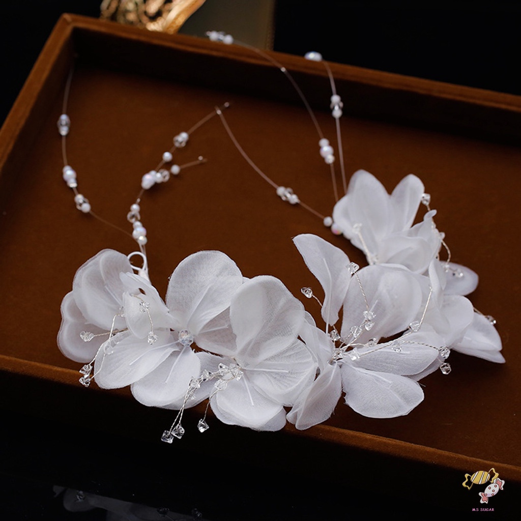 YADORNOS Băng Đô Cài Tóc Bằng satin Đính Hạt Hình Hoa Cho Cô Dâu