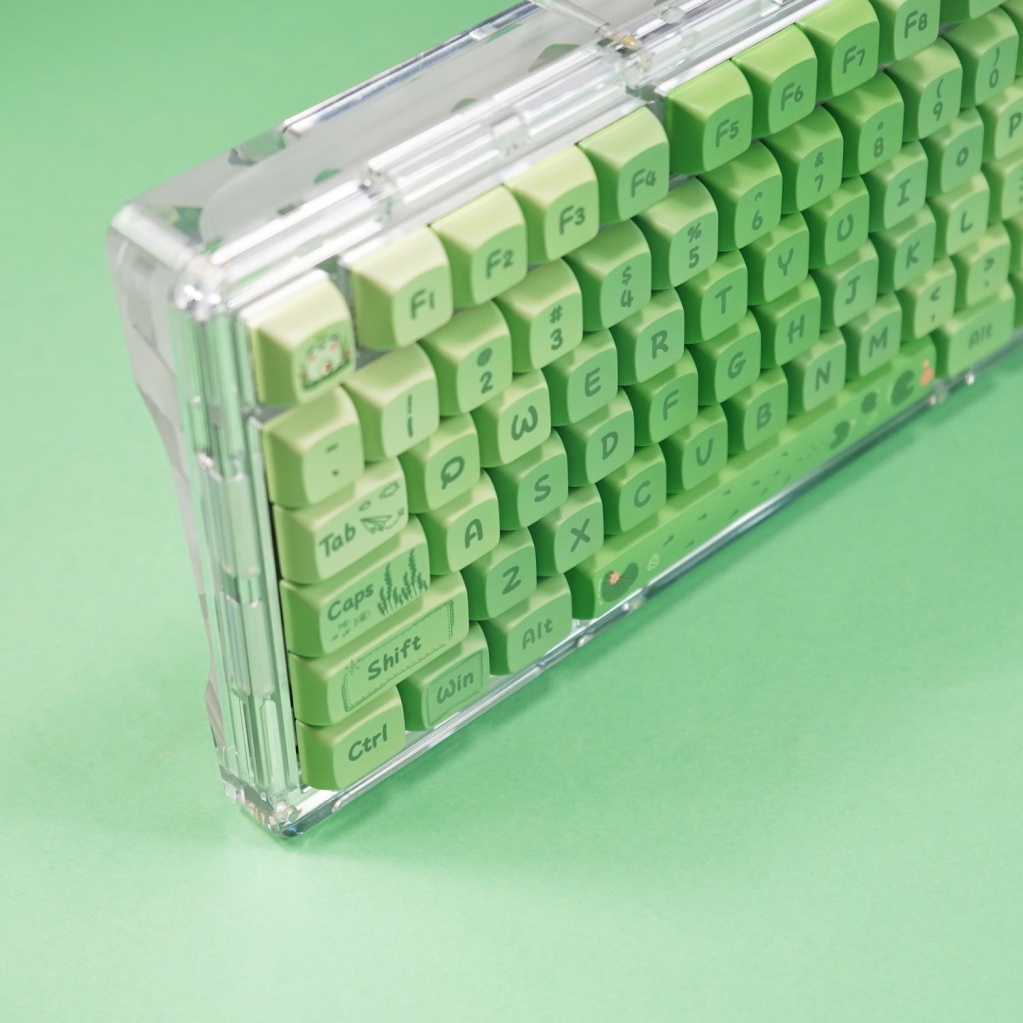 Keycap chủ đề ao sen xanh, keycaps 129 phím, XDA cao 9,5MM, nhuộm thăng hoa PBT, thích hợp cho bàn phím phím 87/68/84/104/108