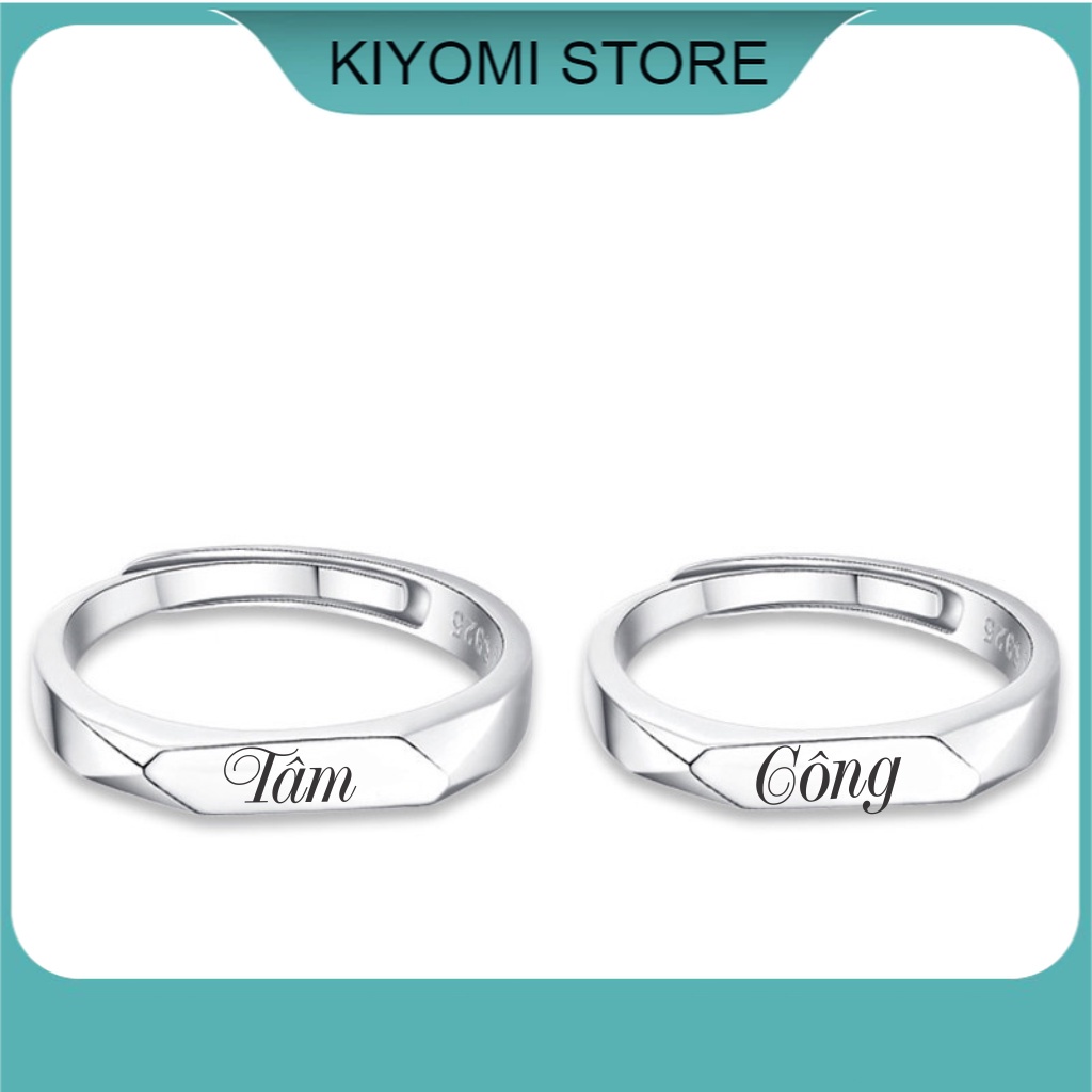 Nhẫn đôi nhẫn cặp nam nữ khắc tên theo yêu cầu freesize không gỉ không phai màu