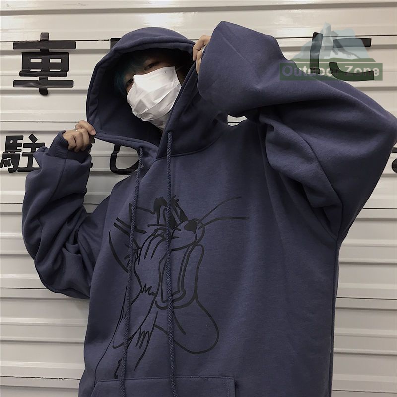 Áo hoodie Dáng Rộng In Chữ graffiti Phong Cách Hàn Quốc Thời Trang Thu Đông Dành Cho Nam Nữ