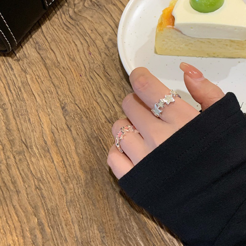 Nhẫn Hở Hình Ngôi Sao Năm Cánh y2k Màu Hồng Ngọt Ngào Có Thể Điều Chỉnh Cho Cặp Đôi