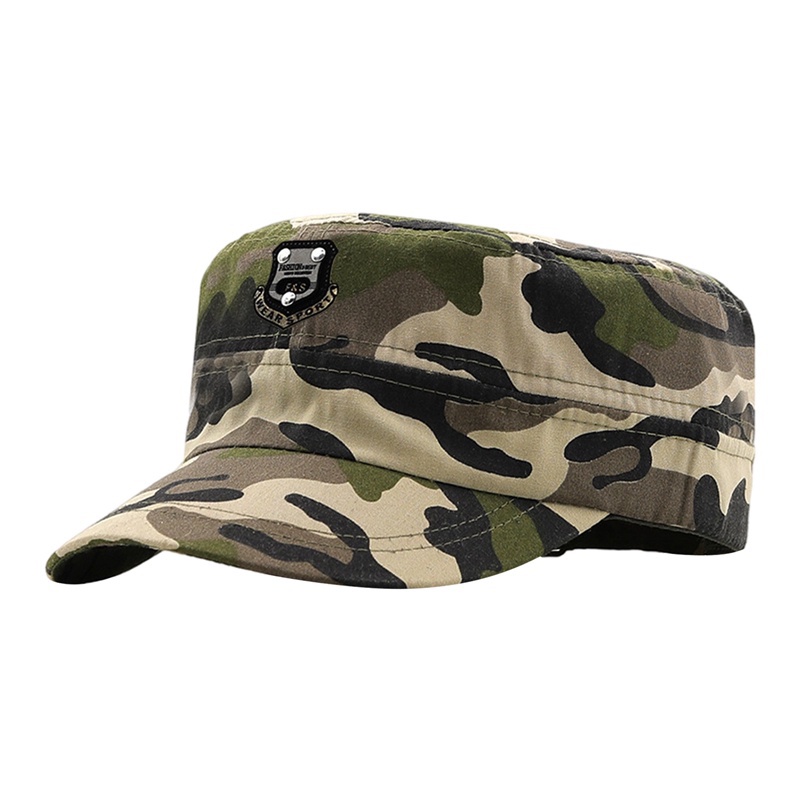 Hunyde Mũ Lưỡi Trai cotton Họa Tiết Rằn Ri Phong Cách Quân Đội Cho Nam Và Nữ