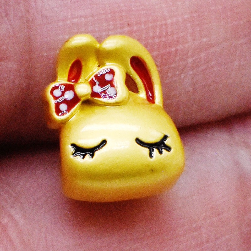 Charm xỏ ngang HTJEWELRY thỏ con đeo nơ xinh xắn  PL241