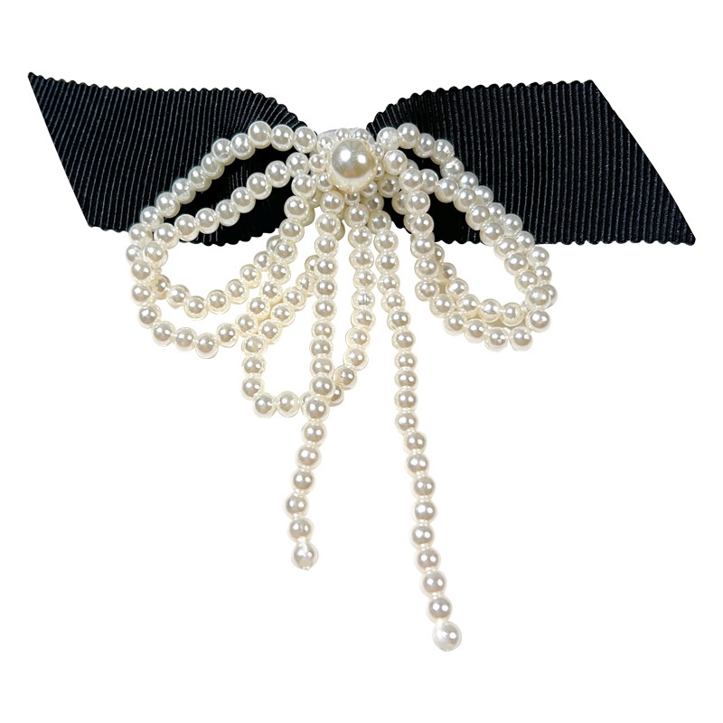 Cà Vạt Nơ Đính Ngọc Trai Màu Đen Phong Cách lolita Cổ Điển Cho Nữ