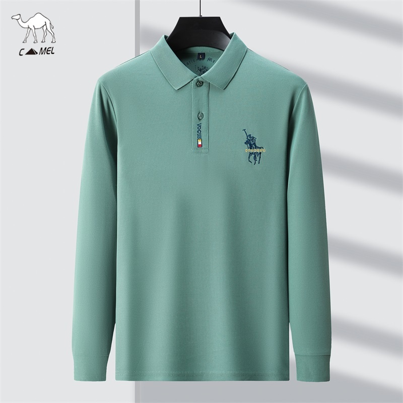 Áo Thun polo Dài Tay Thêu Chữ Thời Trang Nam Tính