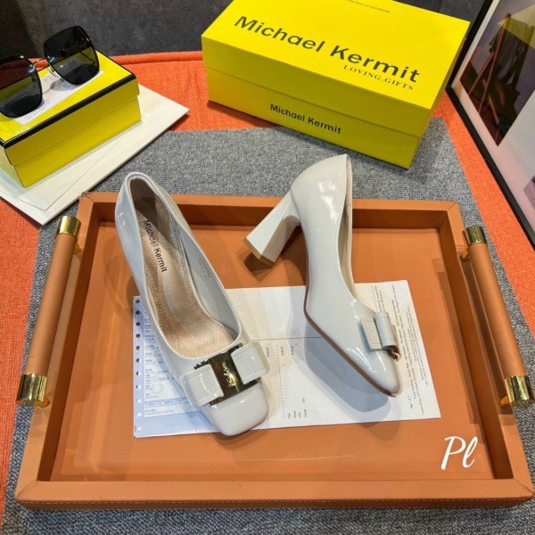 Giày gót vuông nữ đế dẹ cao 7cm,chất da bóng cao cấp mềm êm CGV32 ANN_Official