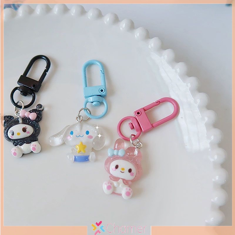 SANRIO  Móc Khóa Hình Cuộn Dây Ruy Băng Hoạt Hình my melody Dễ Thương Trang Trí Xe Hơi Mới