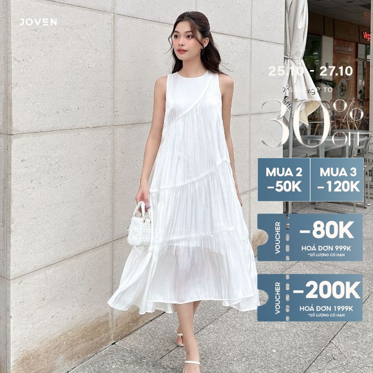 25.10 - 27.10 || NHẬN VOUCHER GIẢM 200K - JOVEN Đầm Dài 3 Tầng Chéo Chất Organza Trẻ Trung Sang Trọng