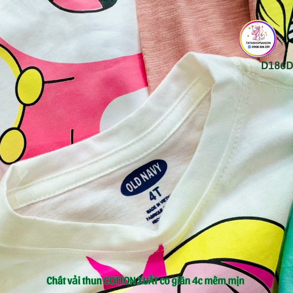 Bộ quần áo tay dài bé gái thun cotton xuất in hoạt hình D186