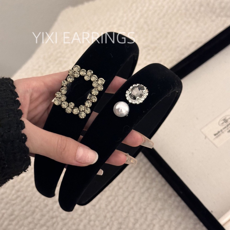 Băng Đô Cài Tóc Vải Nhung Đính Kim Cương Giả Kiểu retro Thời Trang Thu Đông Cho Nữ