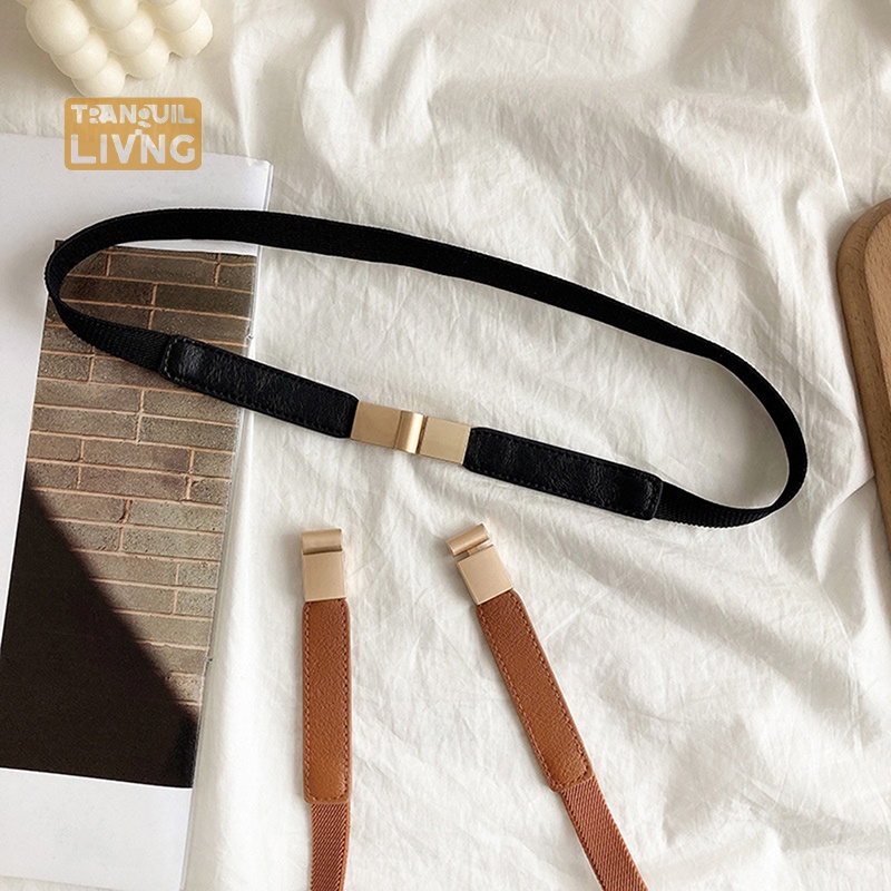Thắt Lưng Da Bản Nhỏ Co Giãn Có Khóa Cài Màu Vàng Kim Thời Trang Dễ Phối Đồ Trang Trí Đầm Sơ Mi Nữ M I