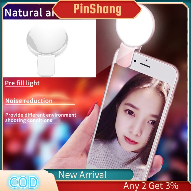 Pinshang Đèn led Tròn Kẹp Điện Thoại Chụp Hình selfie