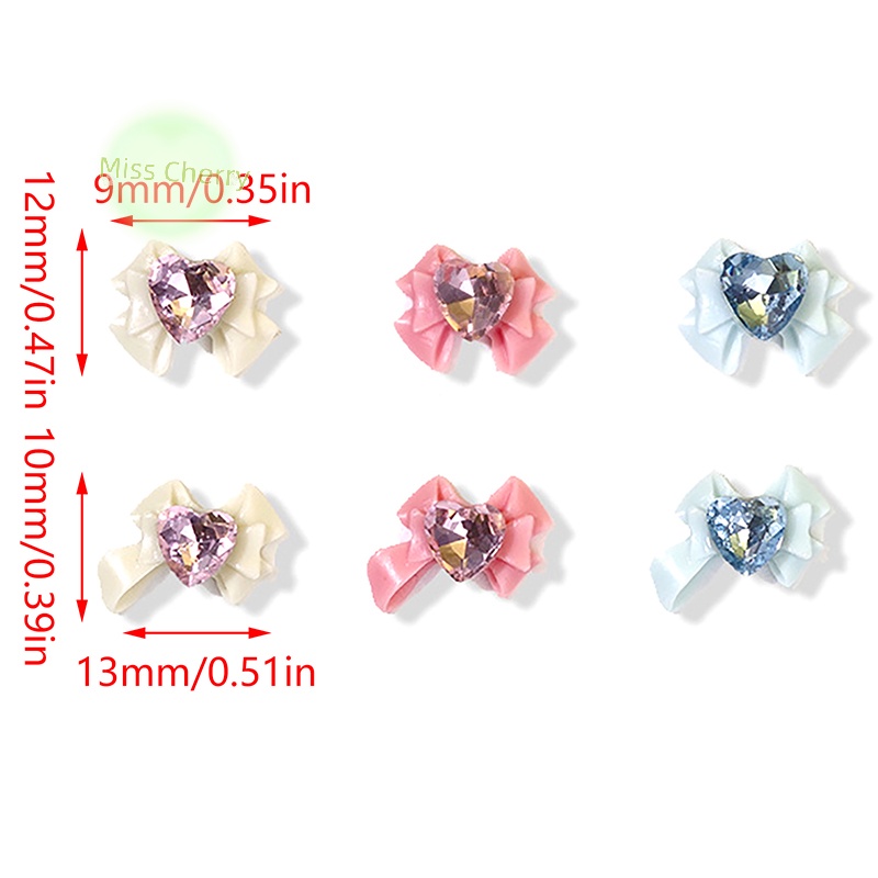 Set 10 Hạt Nhựa resin Hình Nơ 3d Đính Đá Trang Trí Móng Tay Nghệ Thuật
