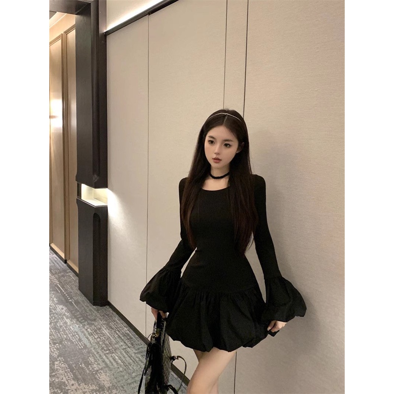 Đầm Tay Loe Ôm Dáng Thời Trang Thu Đông Dành Cho Nữ