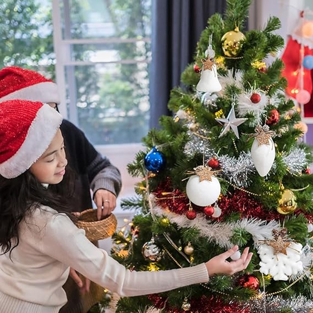 Set 6 Quả Cầu Tuyết Trắng 4 / 6 / 8cm Trang Trí Cây Thông Noel