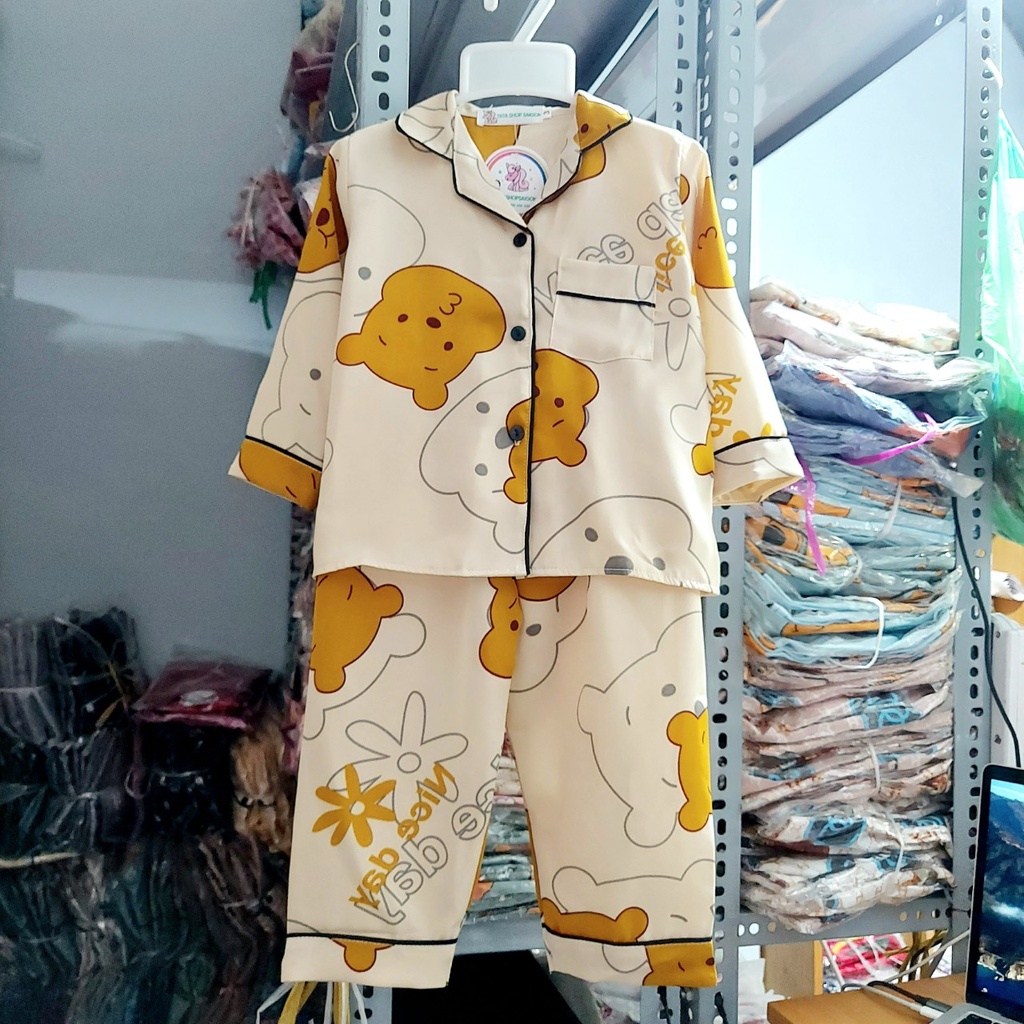 11 đến 42kg - Bộ ngủ Pijama bé trai bé gái tphcm - Bộ pyama dài tay cho bé trai bé gái size đại vải lụa mango 089