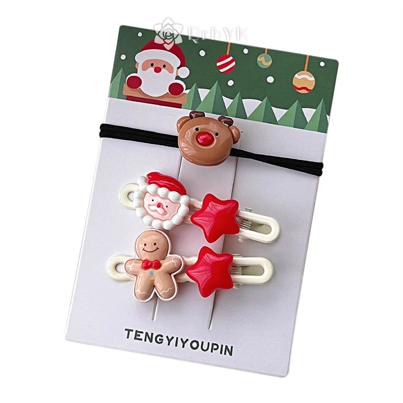 Qr Dây Buộc Tóc Trang Trí Hình Ông Già Noel / Tuần Lộc Giáng Sinh Dễ Thương Mới