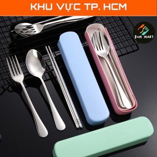Hộp 3 Món Thìa, Đũa, Muỗng Inox (Hộp Lúa Mạch) Tiện Lợi Văn Phòng