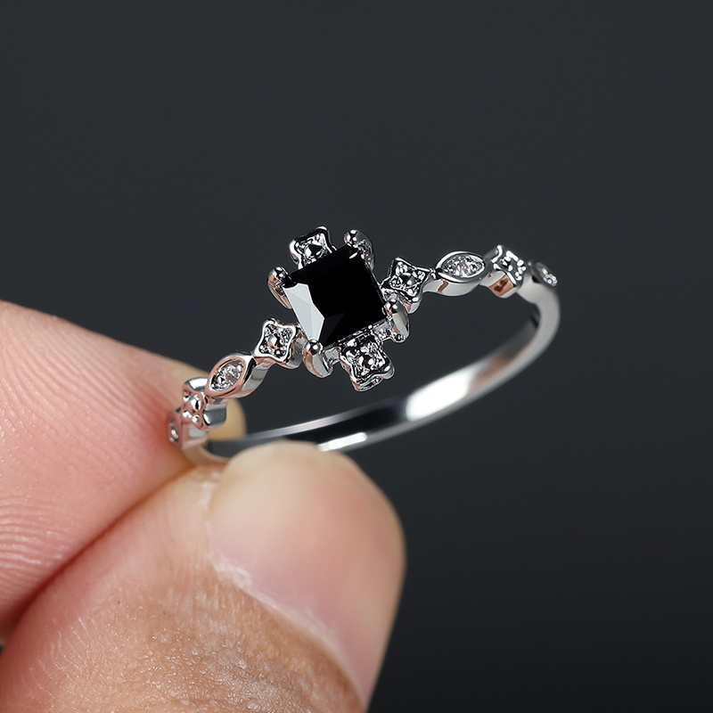 Nhẫn Bạc 925 Mặt Vuông Đính Đá zircon Thời Trang Thanh Lịch Dành Cho Nữ