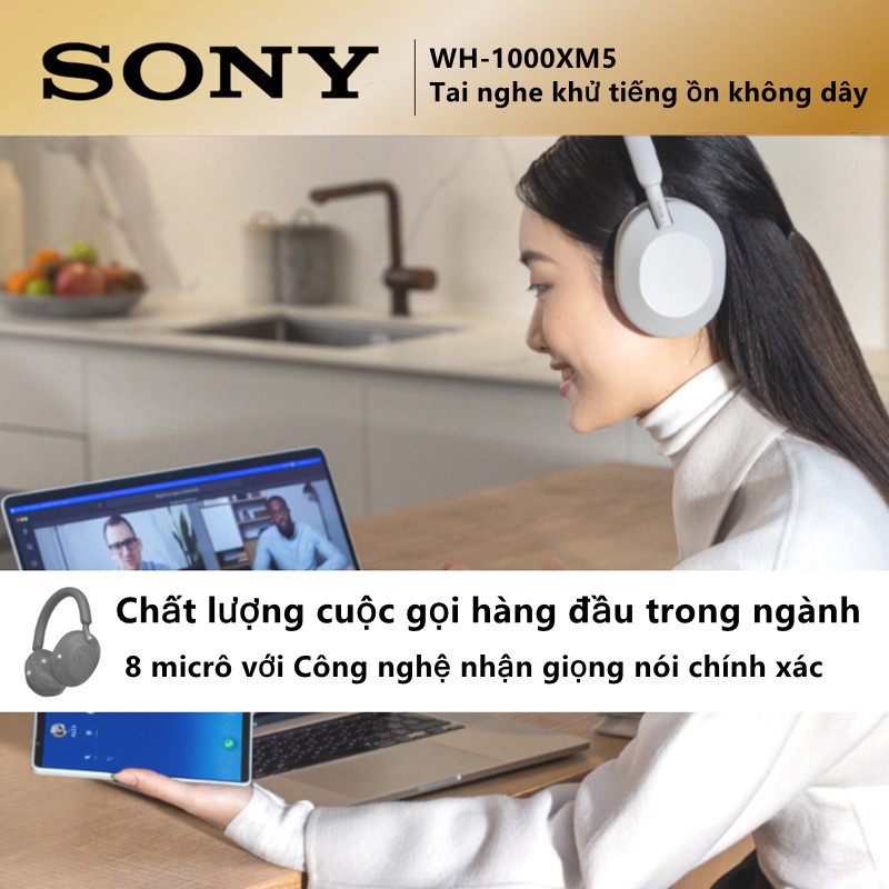 Tai Nghe Sony WH-1000XM5 Bluetooth Không Dây Có Công Nghệ Chống ồn Và Micrô Tích Hợp - Bảo Hành 3 Tháng