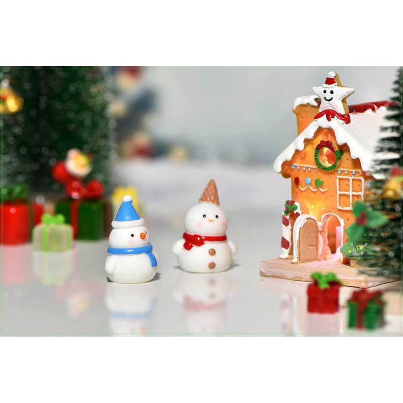 Trang trí giáng sinh, noel, terrarium, sen đá mô hình người tuyết và quà heo siêu dễ thương