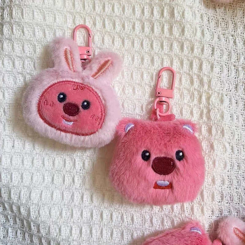 Móc Khóa Hình Tai Thỏ Phối Lông Dễ Thương Xinh Xắn