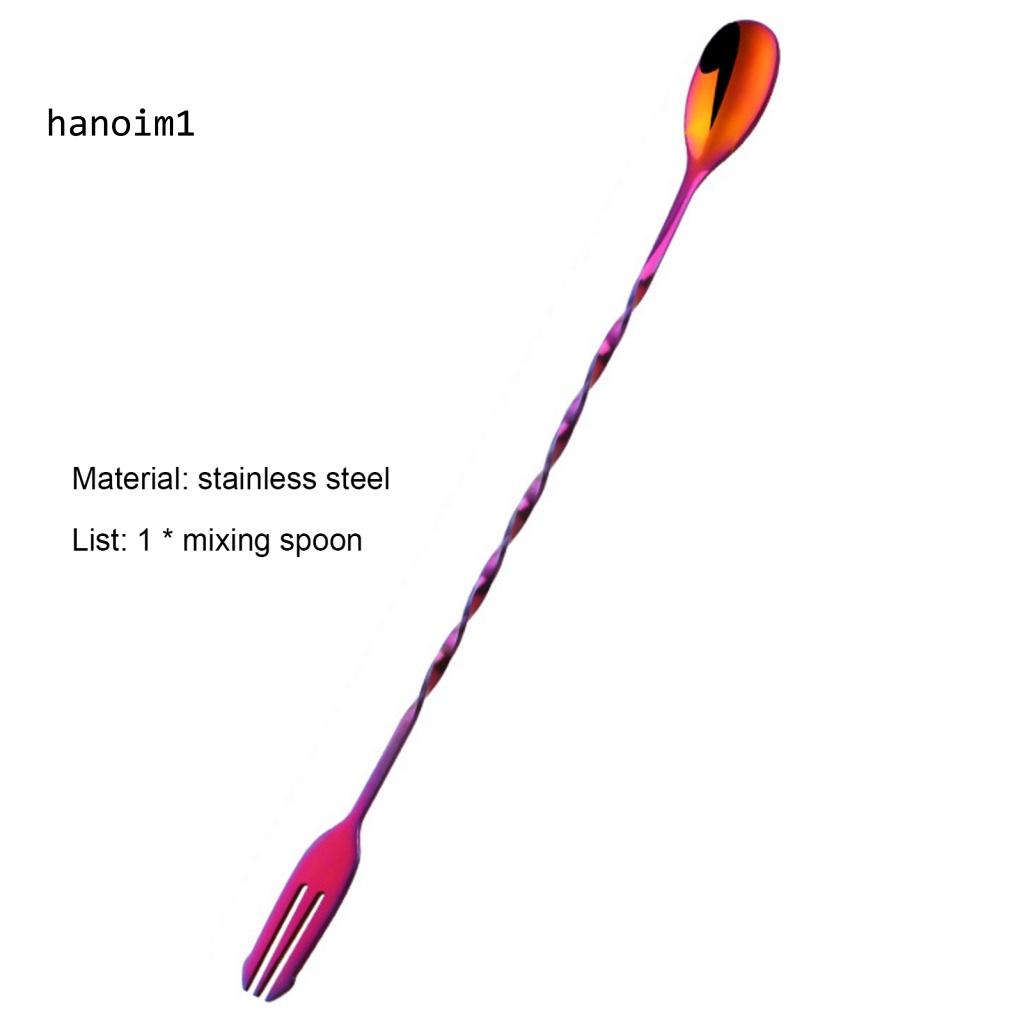 Muỗng Khuấy cocktail Hai Đầu Tay Cầm Dài Bằng Thép Không Gỉ Dễ Vệ Sinh