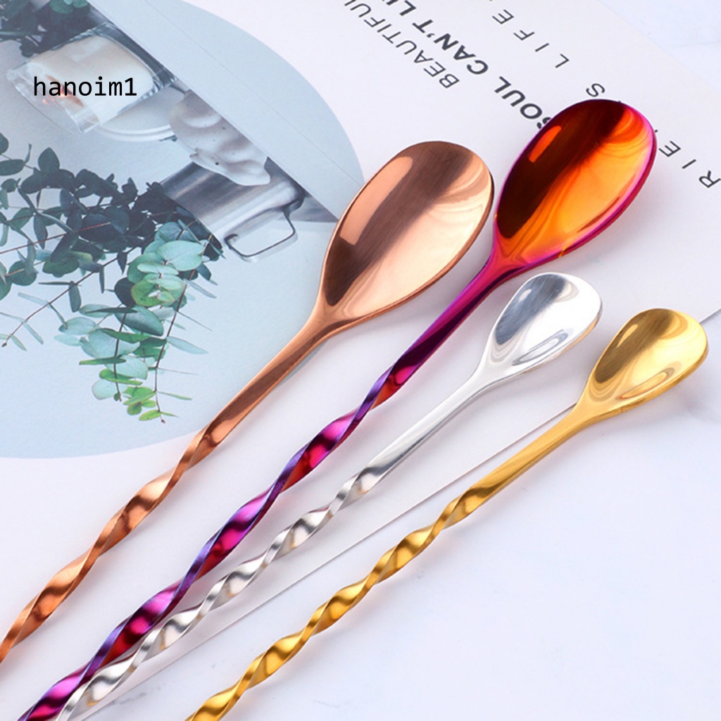 Muỗng Khuấy cocktail Hai Đầu Tay Cầm Dài Bằng Thép Không Gỉ Dễ Vệ Sinh